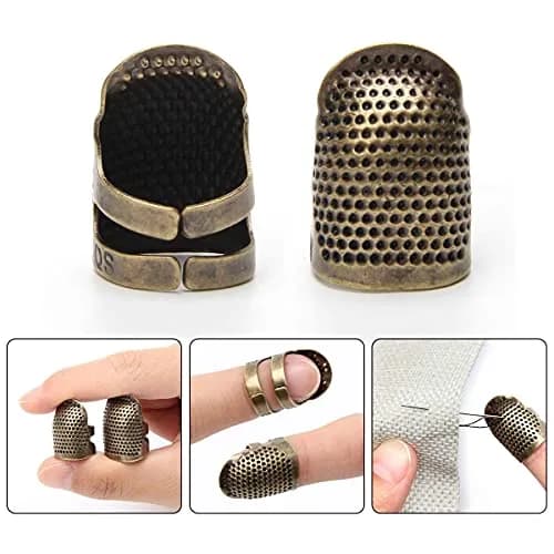Zhaoyao 4 Piece Sewing Thimble Set Adjustable Metal Finger Protector for Needlework & DIY Sewing (4 Styles, Brass, 1.4cm x 2.5cm x 1.7cm) thumbnail 3