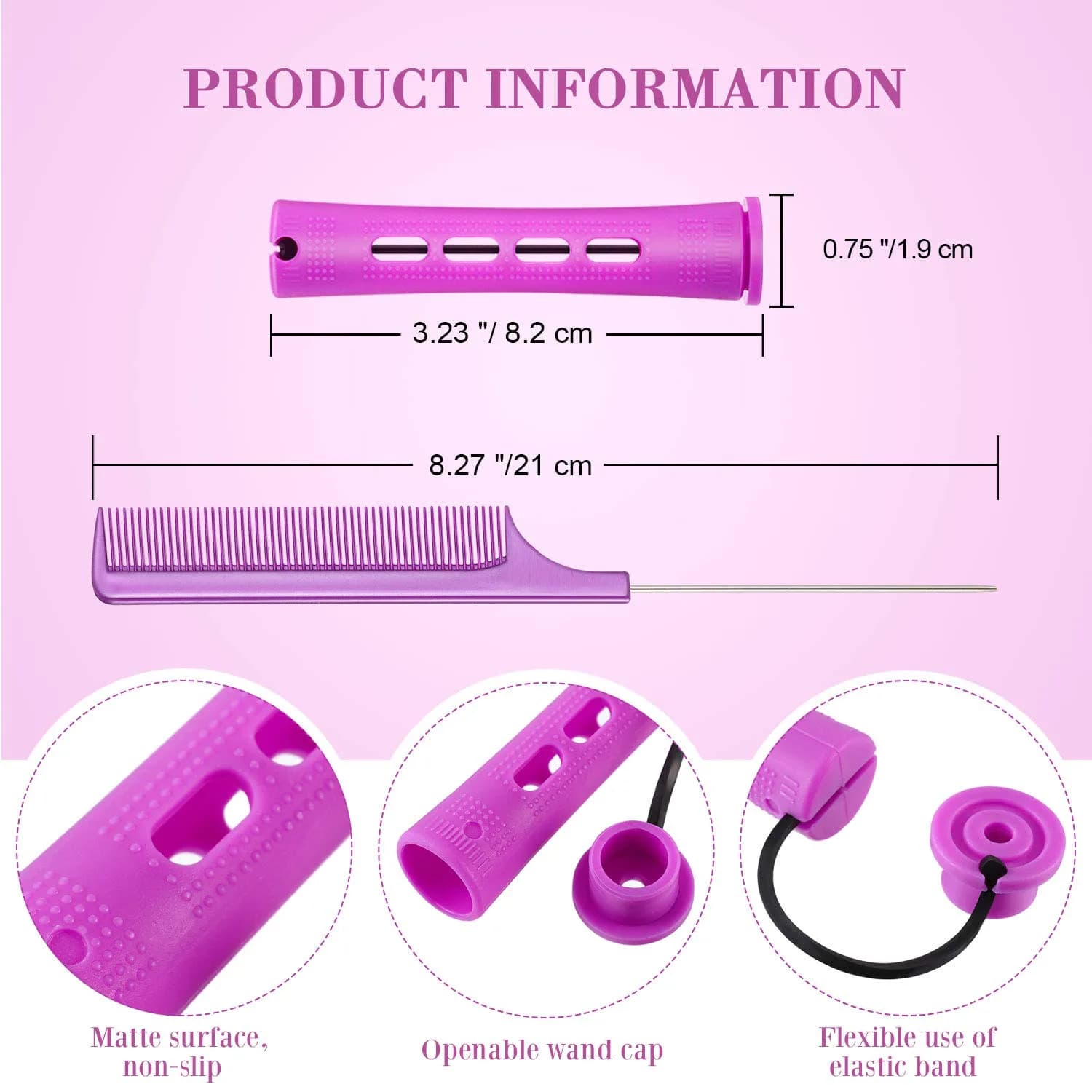 WILLBOND Hair Perm Rods for Long Hair, Purple, 0.75 Inch | Natural Curling Tool for Home & Salon Use - view 2