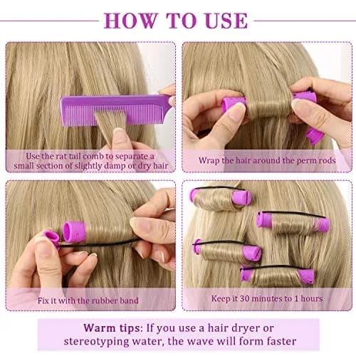 WILLBOND Hair Perm Rods for Long Hair, Purple, 0.75 Inch | Natural Curling Tool for Home & Salon Use thumbnail 3