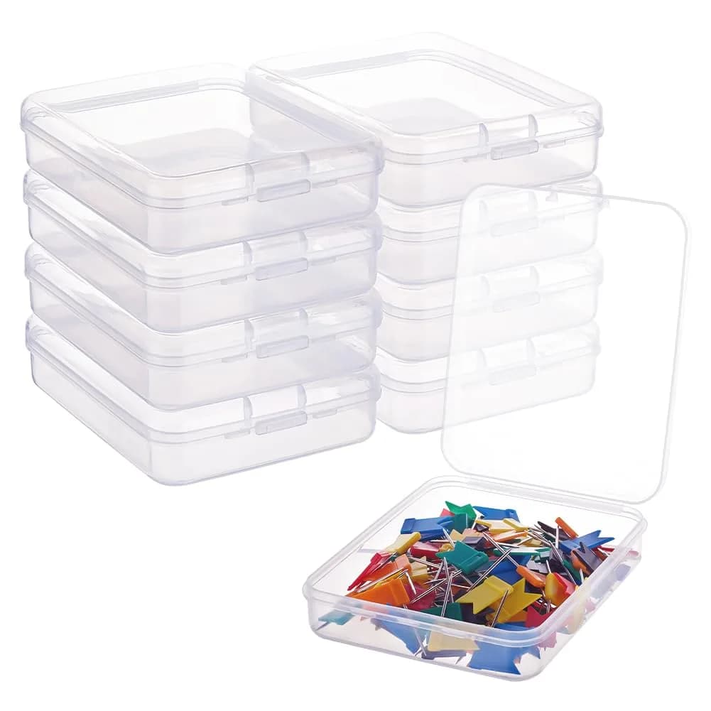 BENECREAT Clear Rectangle Plastic Storage Box 9.3x11.95x2.85cm (3.7x4.7x1.1 Inch) | Pack of 10 for Craft Accessories — 3.7x4.7x1.1"