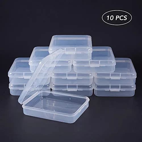 BENECREAT Clear Rectangle Plastic Storage Box 9.3x11.95x2.85cm (3.7x4.7x1.1 Inch) | Pack of 10 for Craft Accessories thumbnail 5