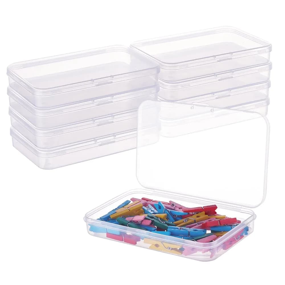 BENECREAT 10 Packs 12.7cm x 8.4cm x 2cm Clear Plastic Storage Boxes | Organize Craft Accessories & Small Items