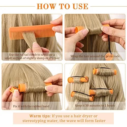 WILLBOND Hair Perm Rods, Orange, 8.2cm | Easy Curling for All Hair Types thumbnail 4