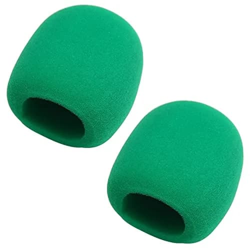 Fielect Microphone Cover Foam Mic Cover Handheld Stage Windscreen, Green | 2Pcs for Clear Sound & Noise Reduction thumbnail 1