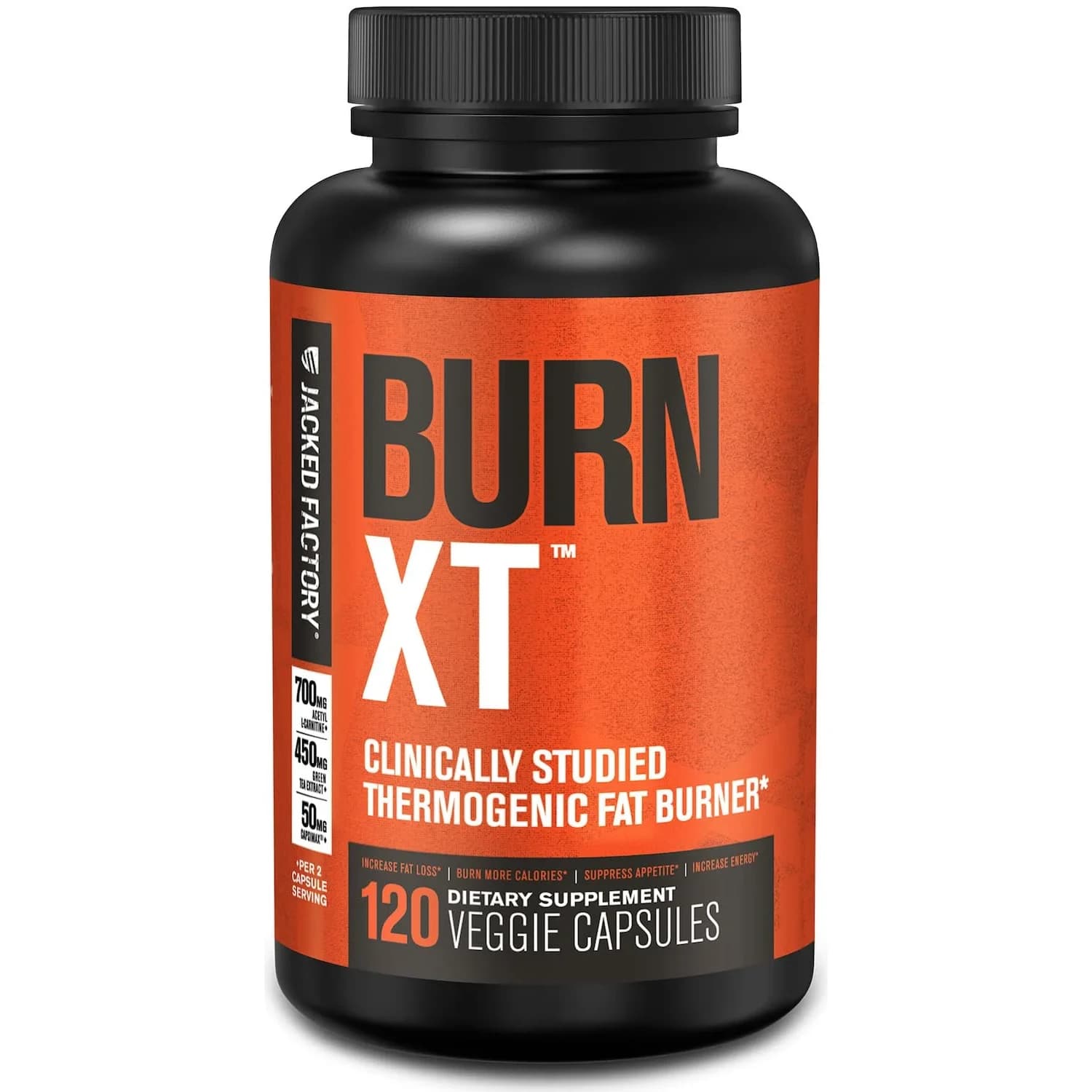 Jacked Factory Burn-XT Clinically Studied Fat Burner & Weight Loss Supplement 120 Count | Metabolism Booster & Appetite Suppressant - main product image