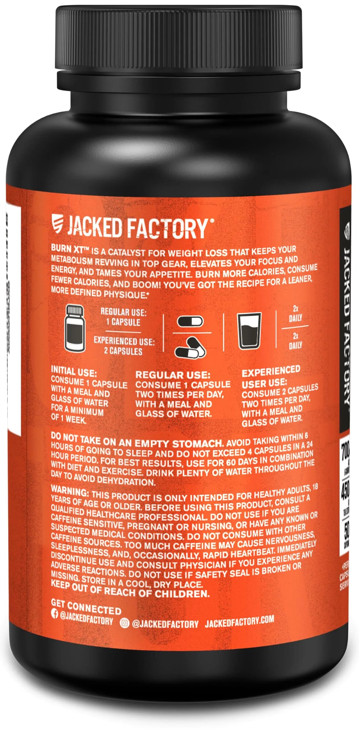 Jacked Factory Burn-XT Clinically Studied Fat Burner & Weight Loss Supplement 120 Count | Metabolism Booster & Appetite Suppressant - view 8