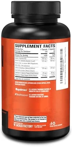 Jacked Factory Burn-XT Clinically Studied Fat Burner & Weight Loss Supplement 120 Count | Metabolism Booster & Appetite Suppressant thumbnail 9
