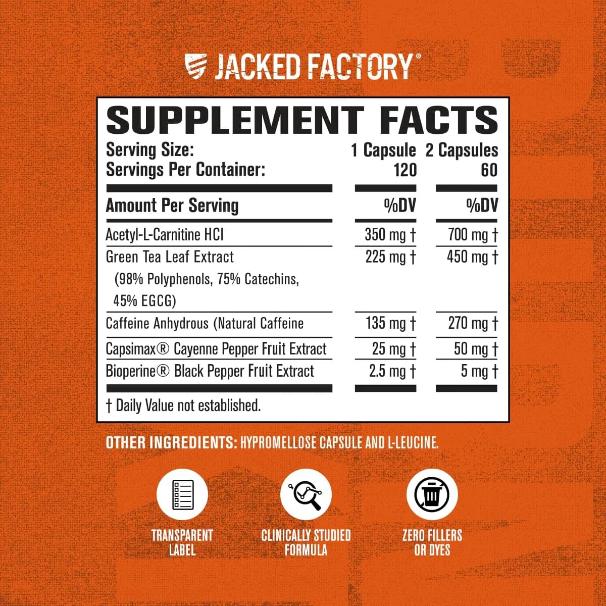 Jacked Factory Burn-XT Clinically Studied Fat Burner & Weight Loss Supplement 120 Count | Metabolism Booster & Appetite Suppressant - view 4