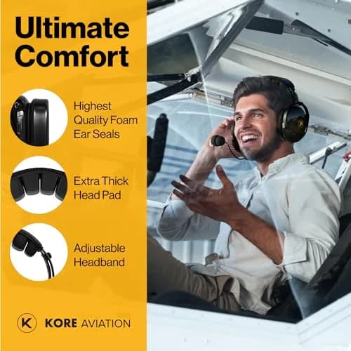 KORE AVIATION P1 Headset for Pilots Mono Noise Reduction | Comfort & Durability thumbnail 3