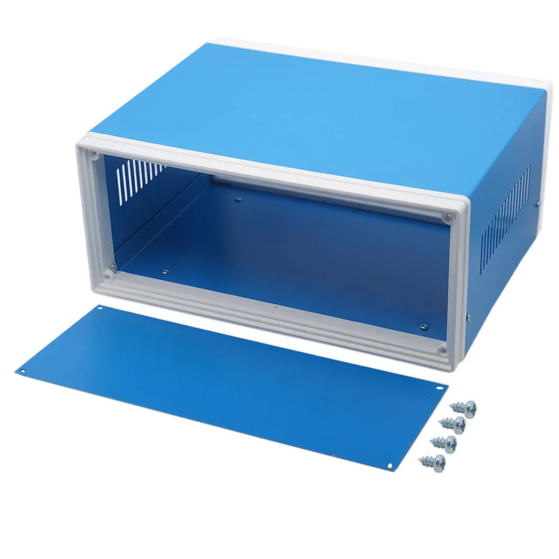 Zulkit Blue Metal Electrical Enclosure Box 9.8 x 7.5 x 4.3 Inch | Robust, Water-Resistant for Electronic Projects - main product image