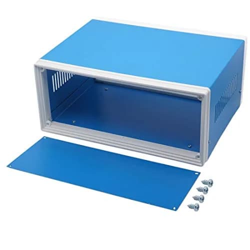 Zulkit Blue Metal Electrical Enclosure Box 9.8 x 7.5 x 4.3 Inch | Robust, Water-Resistant for Electronic Projects thumbnail 1