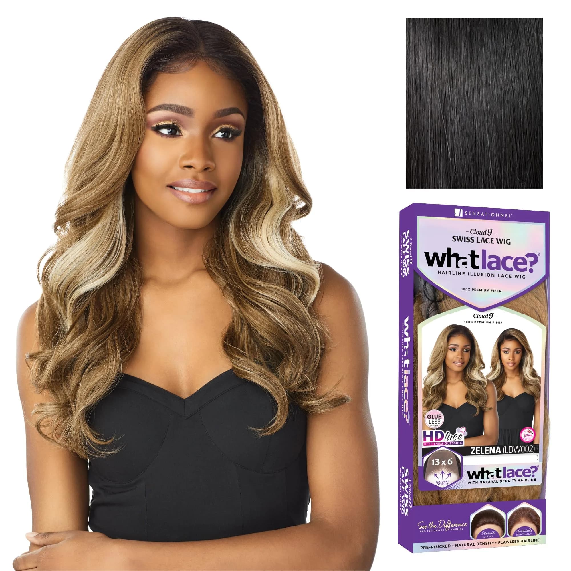 Sensationnel What Lace 13x6 Wig-Zelena 1 JETBLACK | Natural Density, Pre-Plucked, Glueless Synthetic Wig — 1 JETBLACK