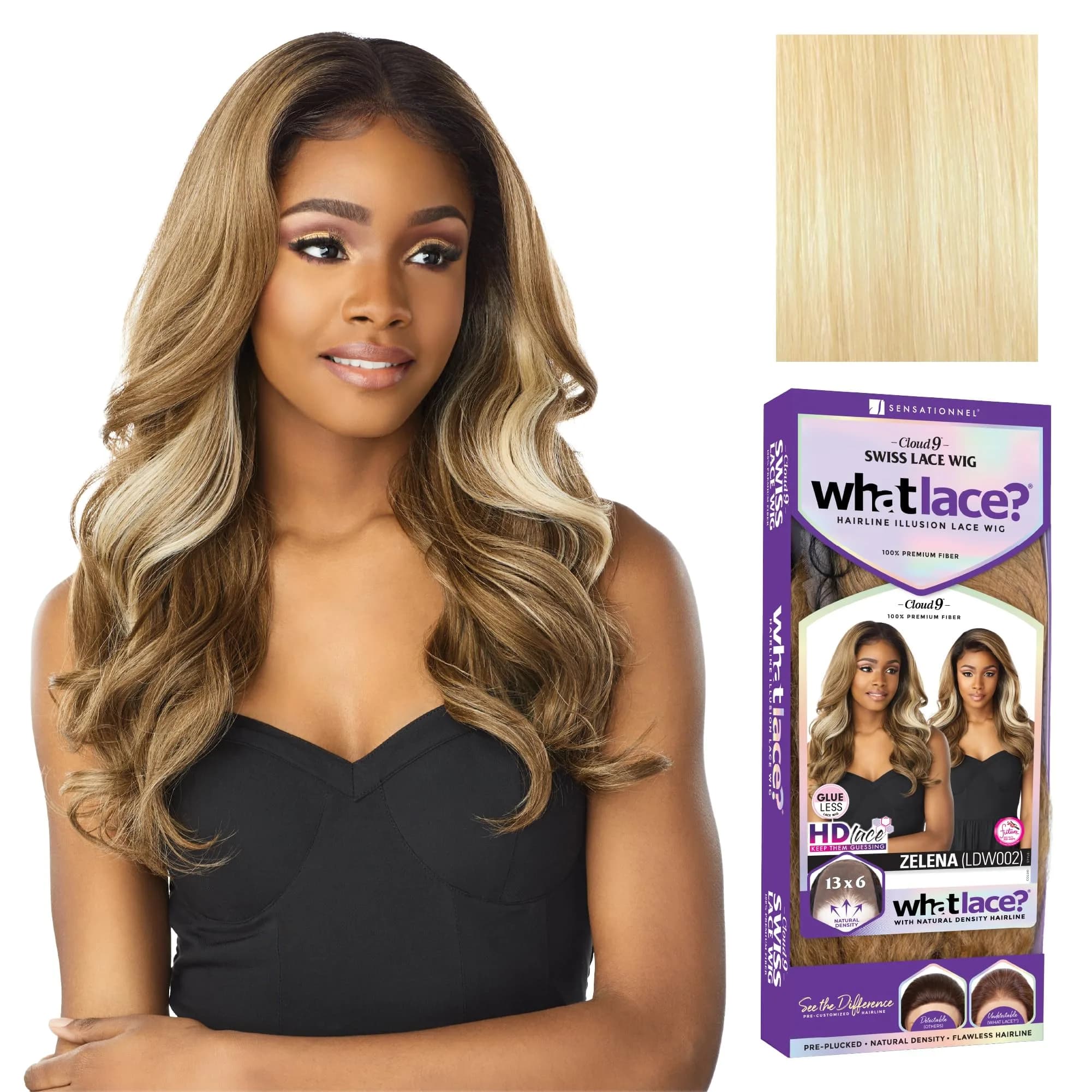 Sensationnel What Lace 13x6 Wig-Zelena 1 JETBLACK | Natural Density, Pre-Plucked, Glueless Synthetic Wig — 613 BLONDE