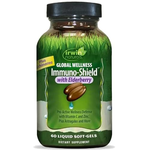 Irwin Naturals Immuno-Shield Elderberry Immune Support 60 Liquid Softgels | Elderberry & Vitamin C for Immunity thumbnail 1