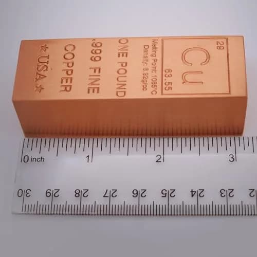 MINT STATE GOLD 1 Pound Copper Bar Trapezoid Ingot .999 Pure Paperweight | Periodic Element Design thumbnail 4