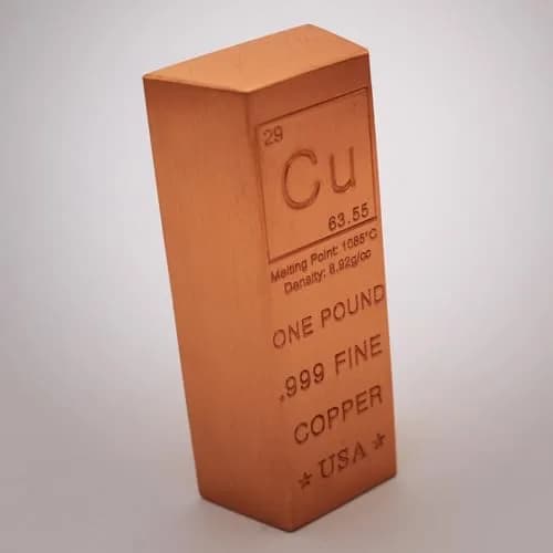 MINT STATE GOLD 1 Pound Copper Bar Trapezoid Ingot .999 Pure Paperweight | Periodic Element Design thumbnail 2