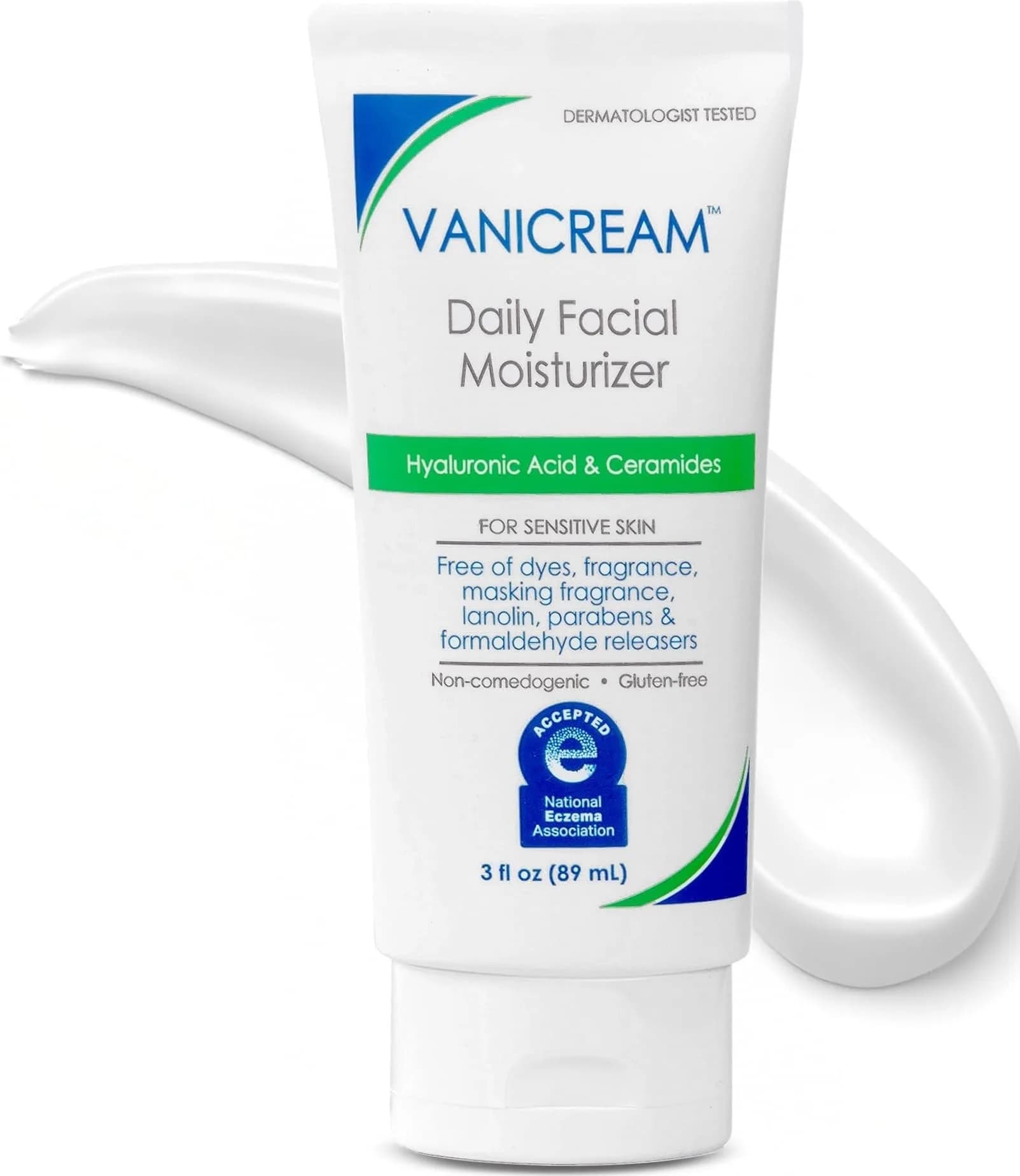 Vanicream Daily Facial Moisturizer Cream 89ml (3 Fl Oz) | Dermatologist Recommended for Sensitive Skin