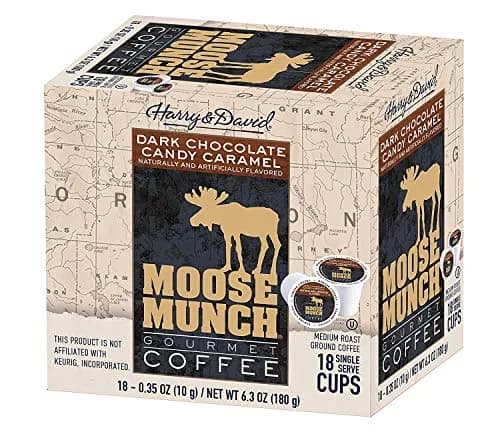 Harry & David Moose Munch Coffee in Single Serve Cups 18ct | Dark Chocolate Candy Caramel Flavor thumbnail 1