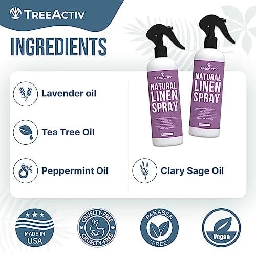 TreeActiv Natural Linen Spray Lavender for Sleep 237ml (8 fl oz) | USA Import for Indian Homes thumbnail 5