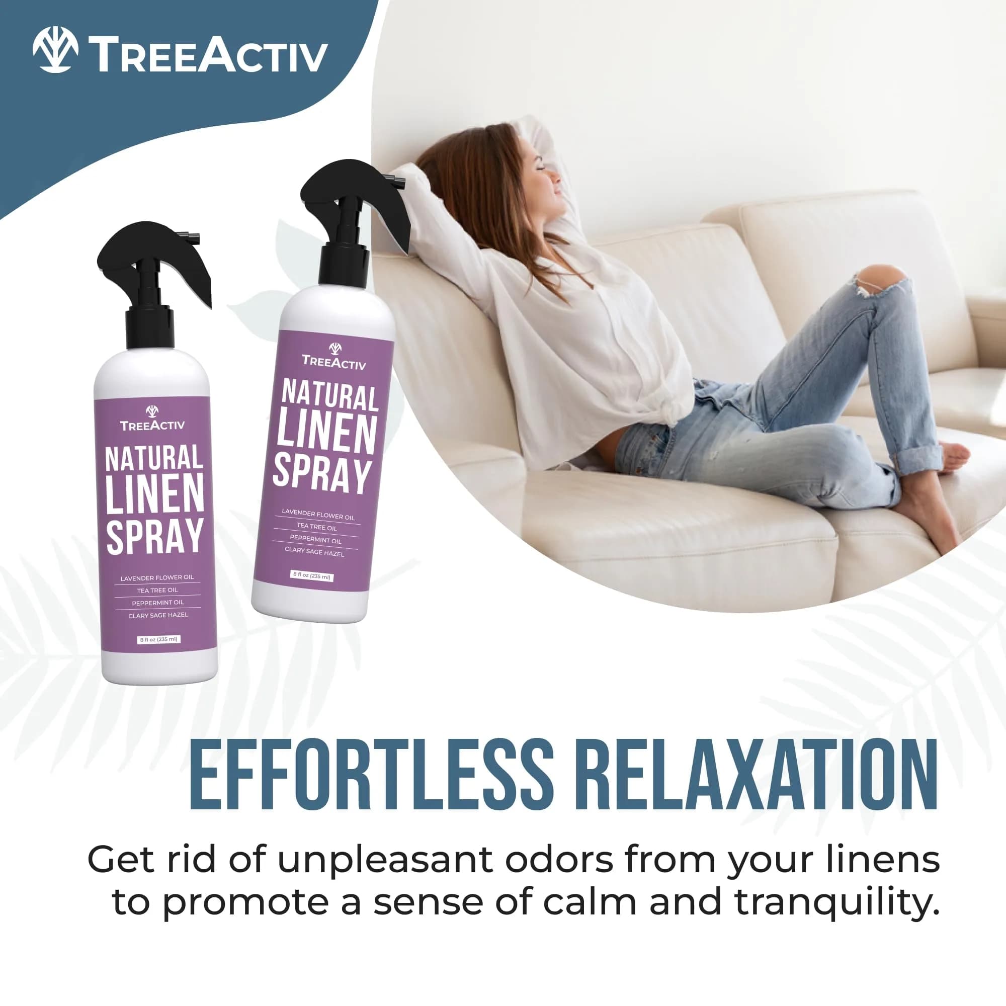 TreeActiv Natural Linen Spray Lavender for Sleep 237ml (8 fl oz) | USA Import for Indian Homes - view 3