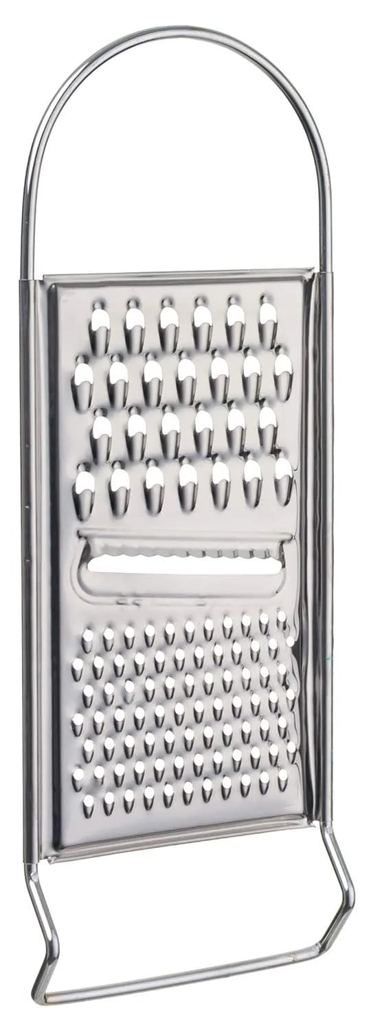 OFXDD Food Grater Metal Cheese Garlic Zester | Ergonomic Flat Vegetable Lemon Ginger Citrus Handheld — Silver