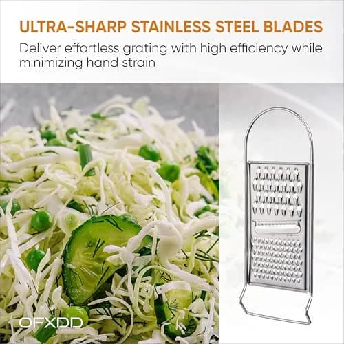 OFXDD Food Grater Metal Cheese Garlic Zester | Ergonomic Flat Vegetable Lemon Ginger Citrus Handheld thumbnail 4