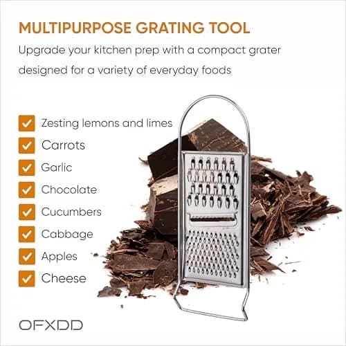 OFXDD Food Grater Metal Cheese Garlic Zester | Ergonomic Flat Vegetable Lemon Ginger Citrus Handheld thumbnail 3