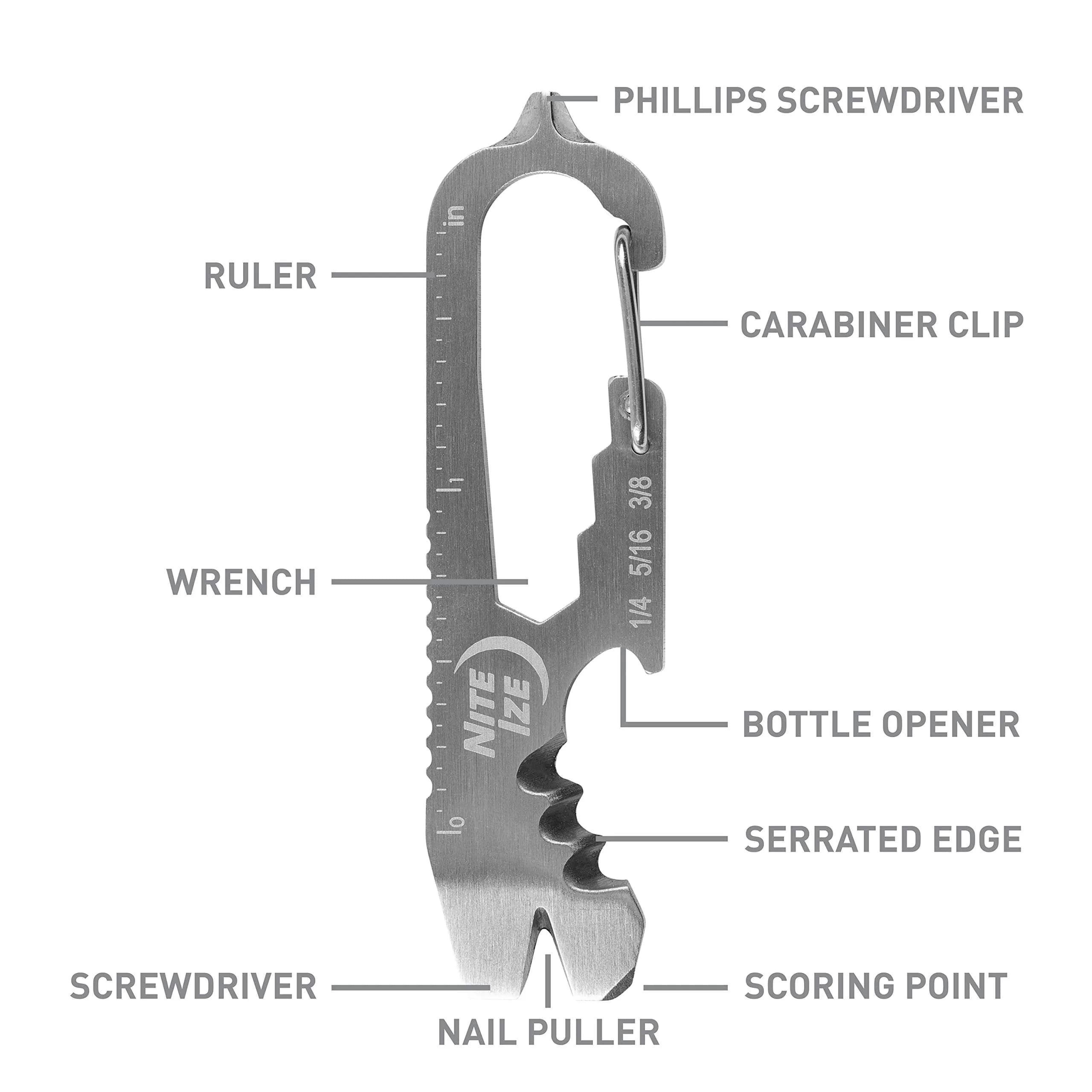 Nite Ize DoohicKey+ Keychain Multi Tool 8 Tools 0.3 oz (8.5 g) | Stainless Steel EDC Pocket Tool - view 9