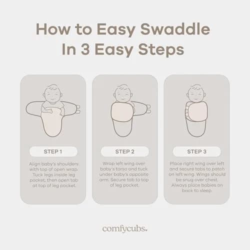 Comfy Cubs Baby Swaddle Blanket Small | Breathable 100% Cotton, Adjustable, 3-Pack Pink thumbnail 6