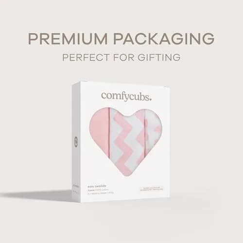 Comfy Cubs Baby Swaddle Blanket Small | Breathable 100% Cotton, Adjustable, 3-Pack Pink thumbnail 7