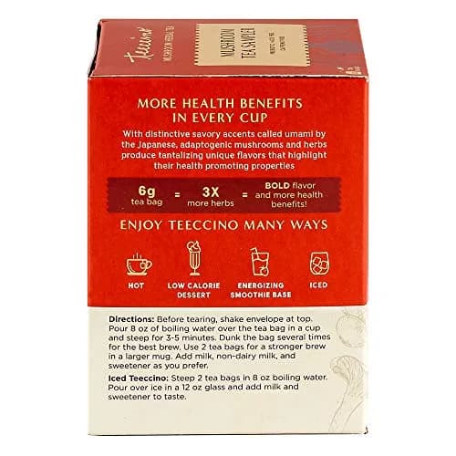 Teeccino Mushroom Herbal Tea - Mushroom Adaptogen Tea Sampler - 12 Tea Bags | Support Your Health with Mushrooms & Adaptogenic Herbs thumbnail 6