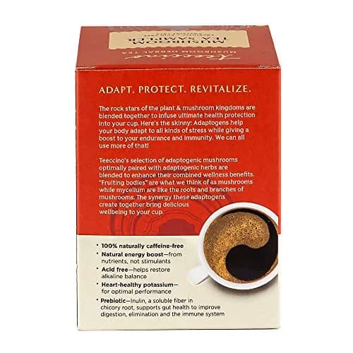 Teeccino Mushroom Herbal Tea - Mushroom Adaptogen Tea Sampler - 12 Tea Bags | Support Your Health with Mushrooms & Adaptogenic Herbs thumbnail 7