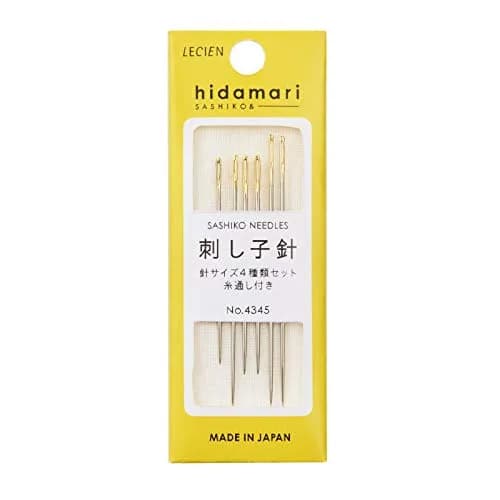 JimysCo Sashiko Needles - Lecien Japan 10 cm (3.93 in) | Set of 6 Metal Needles — 6 needles in 4 different lengths