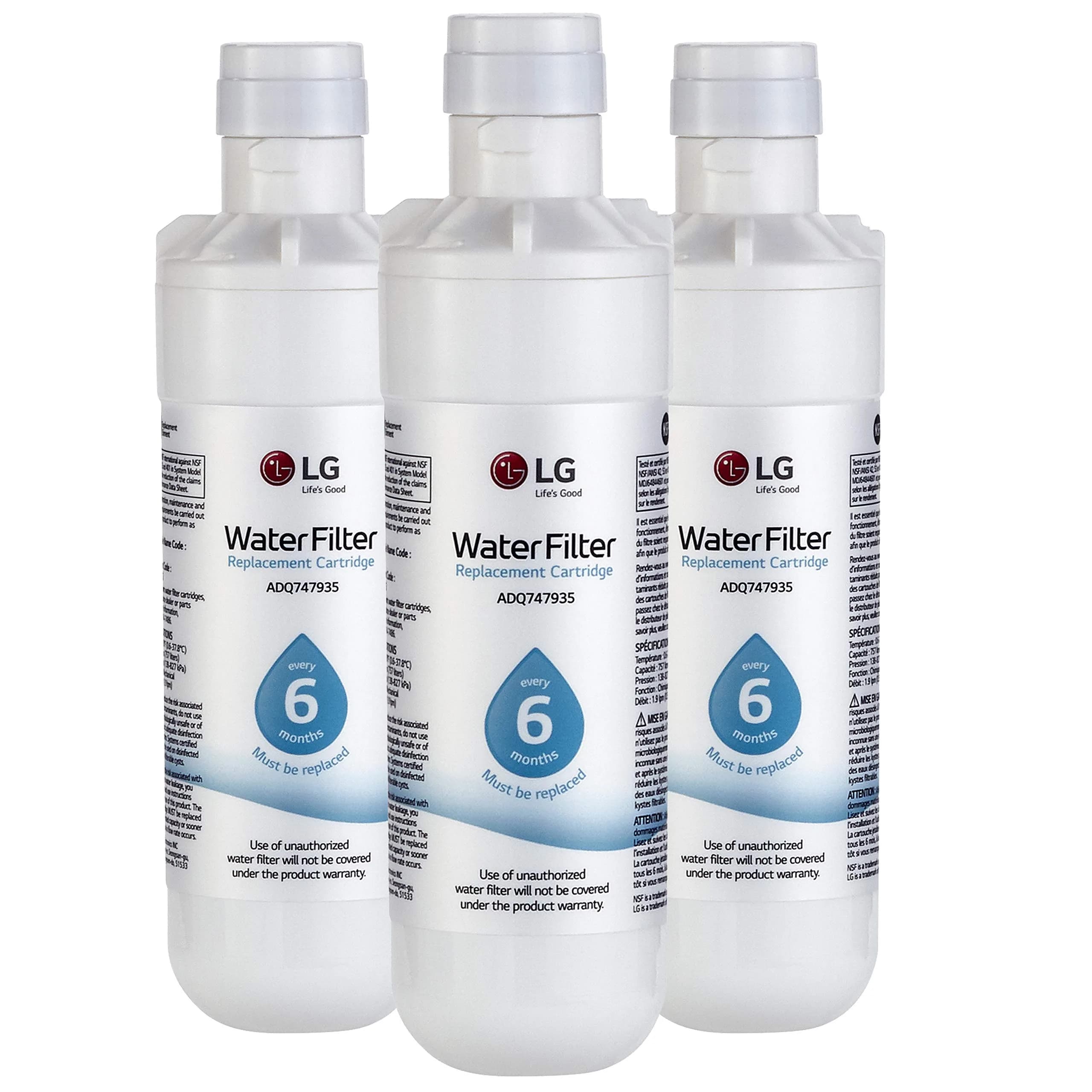 LG LT1000P3 Refrigerator Water Filter 3 Count White | NSF Certified for Cleaner Water - main product image