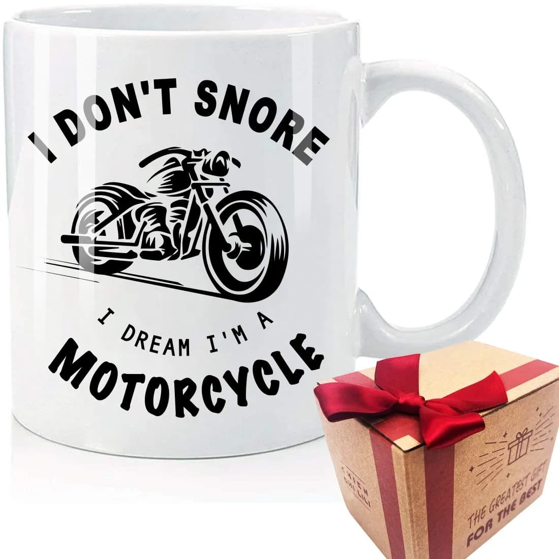 CHIEN-CHI LILI I Don't Snore I Dream I'm A Motorcycle Mug 325ml (11oz) | Funny Biker Gift for Dad Husband Boyfriend Uncle — White