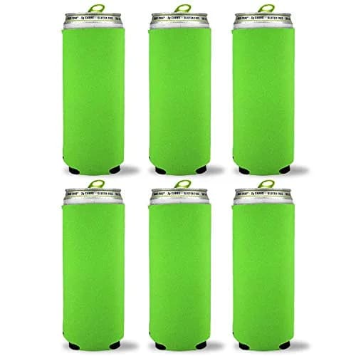 Kropsis Collapsible 12 oz Beverage Insulator Neon Green | Customizable Slim Can Cooler Sleeve thumbnail 1