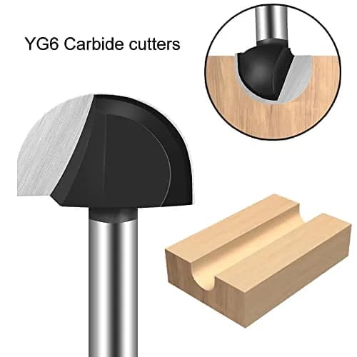 ASNOMY 6pcs Core Box Router Bit Set 1/4" Shank, 1/4"-7/8" Cutting Diameter | Precision Woodworking Tools thumbnail 5