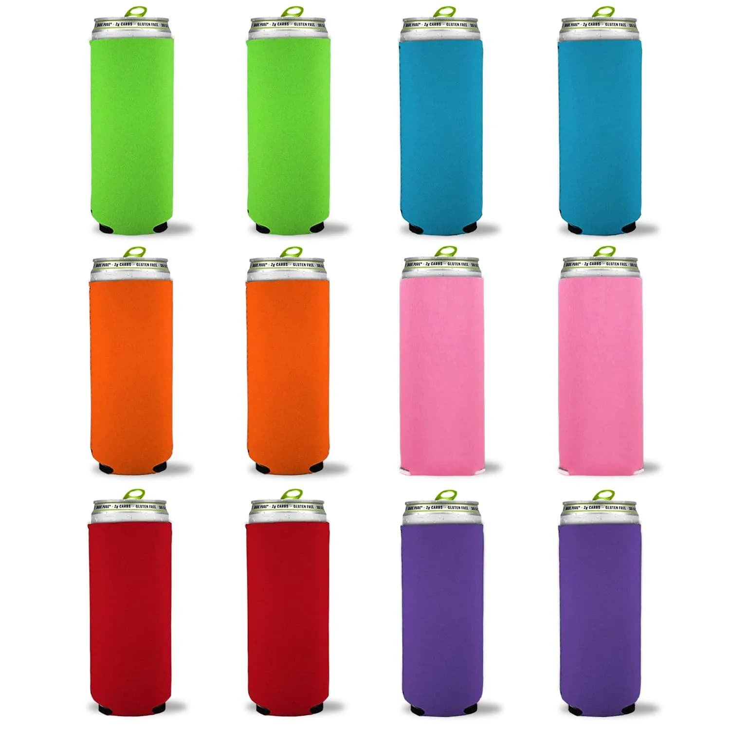 Kropsis Collapsible Slim Can Cooler Sleeves Blank Fabric Foam | Customizable Party Essential — Multicolor