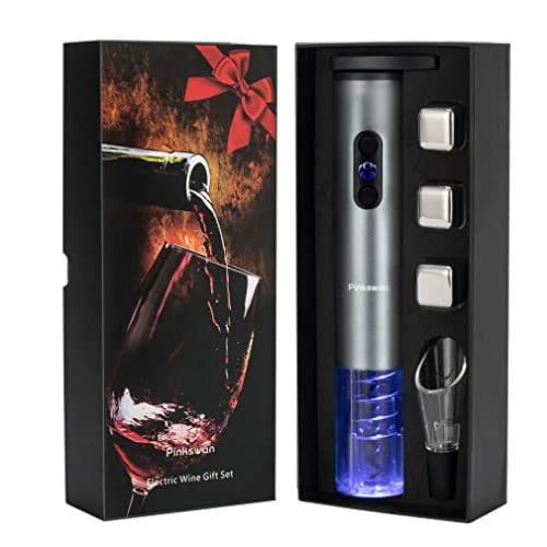 Pinkswan Electric Wine Opener Gift Set with Whiskey Stones | Effortless Corkscrew & Accessories thumbnail 1