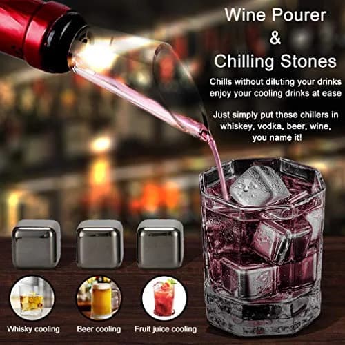 Pinkswan Electric Wine Opener Gift Set with Whiskey Stones | Effortless Corkscrew & Accessories thumbnail 6