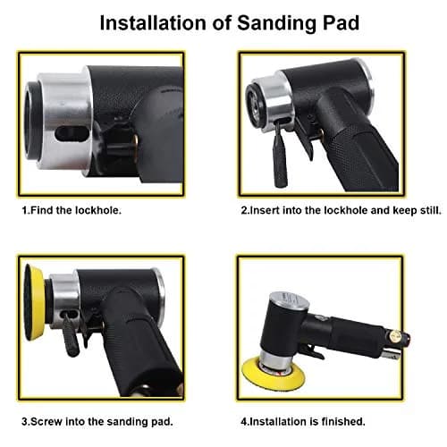 YELWAY 2" and 3" Random Orbital Air Mini Sander | 15,000 RPM Pneumatic Dual Action Polisher thumbnail 4