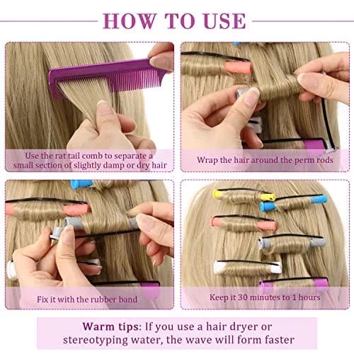 WILLBOND 60 Pcs Hair Perm Rods Set with Tail Comb, Multi Sizes (0.75-0.28 inch) thumbnail 3