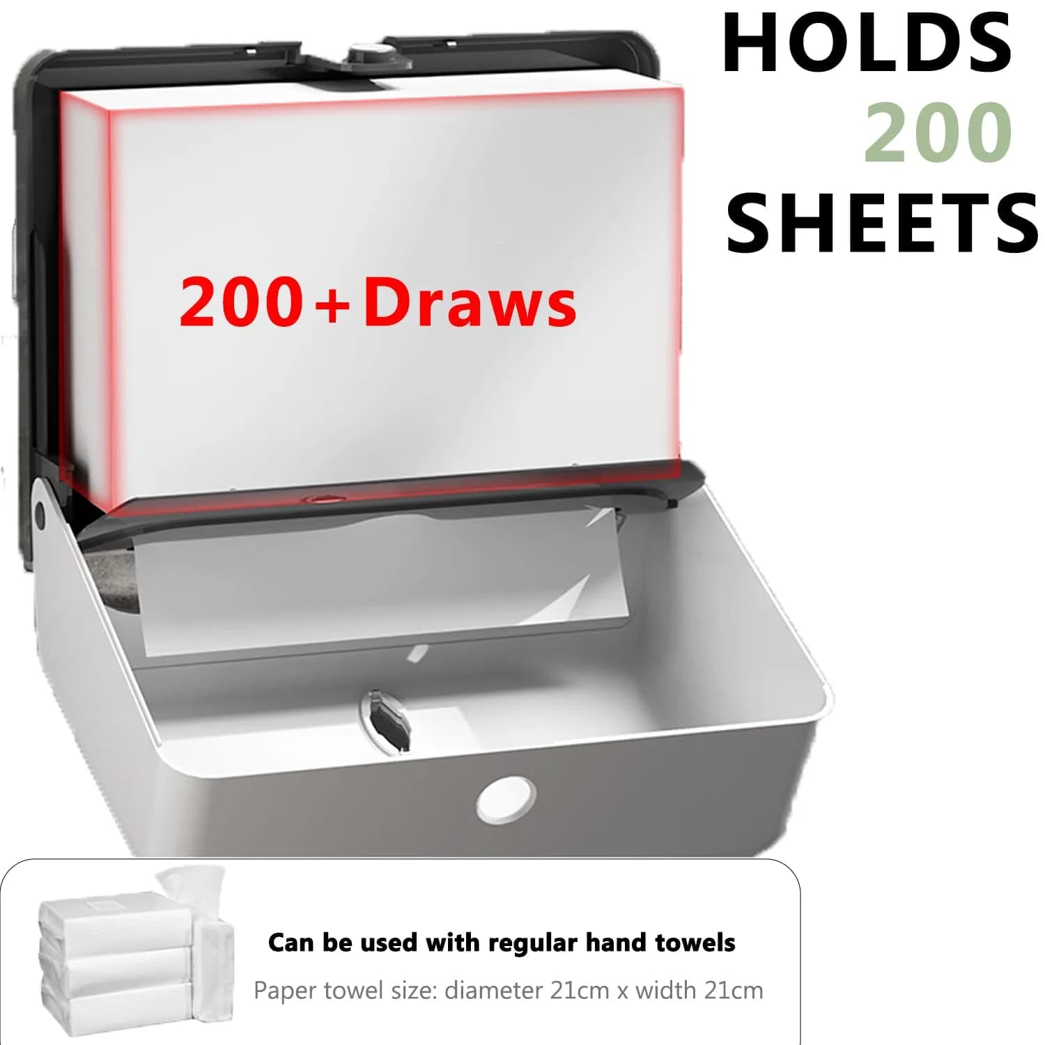 AIFUSI White Paper Towel Dispenser Holder | Holds 200 Interfolded Towels, Wall Mount for Kitchen & Bathroom - view 4