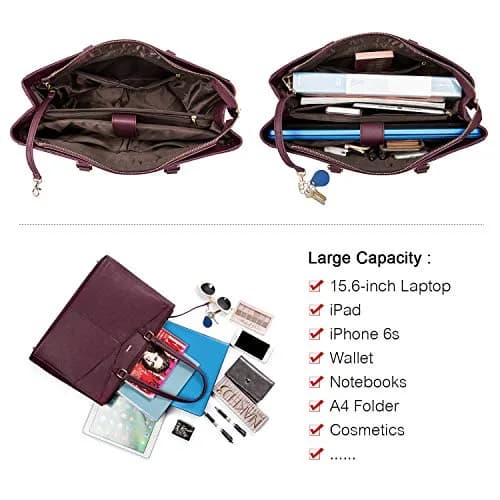 LOVEVOOK Laptop Tote Bag for Women 15.6 Inch Purple | Water-Resistant Business Work Bag with Laptop Compartment thumbnail 4