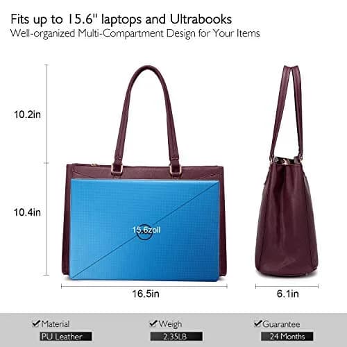 LOVEVOOK Laptop Tote Bag for Women 15.6 Inch Purple | Water-Resistant Business Work Bag with Laptop Compartment thumbnail 6