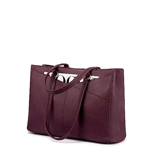 LOVEVOOK Laptop Tote Bag for Women 15.6 Inch Purple | Water-Resistant Business Work Bag with Laptop Compartment thumbnail 1