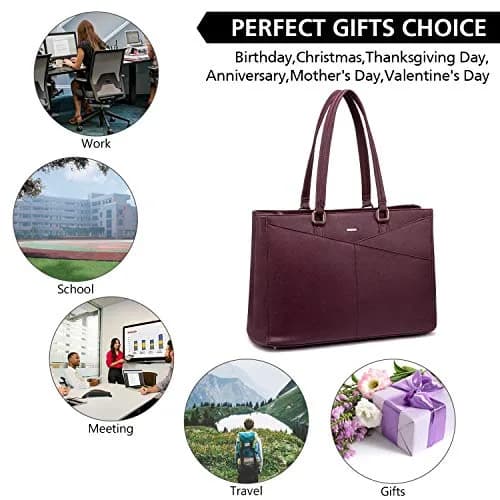 LOVEVOOK Laptop Tote Bag for Women 15.6 Inch Purple | Water-Resistant Business Work Bag with Laptop Compartment thumbnail 8