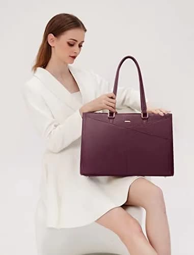 LOVEVOOK Laptop Tote Bag for Women 15.6 Inch Purple | Water-Resistant Business Work Bag with Laptop Compartment thumbnail 2