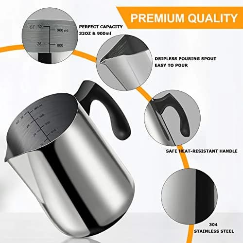 BBAXI 900ml (32oz) Stainless Steel Candle Pouring Pot with Dripless Spout | Ideal for DIY Candle Making thumbnail 4