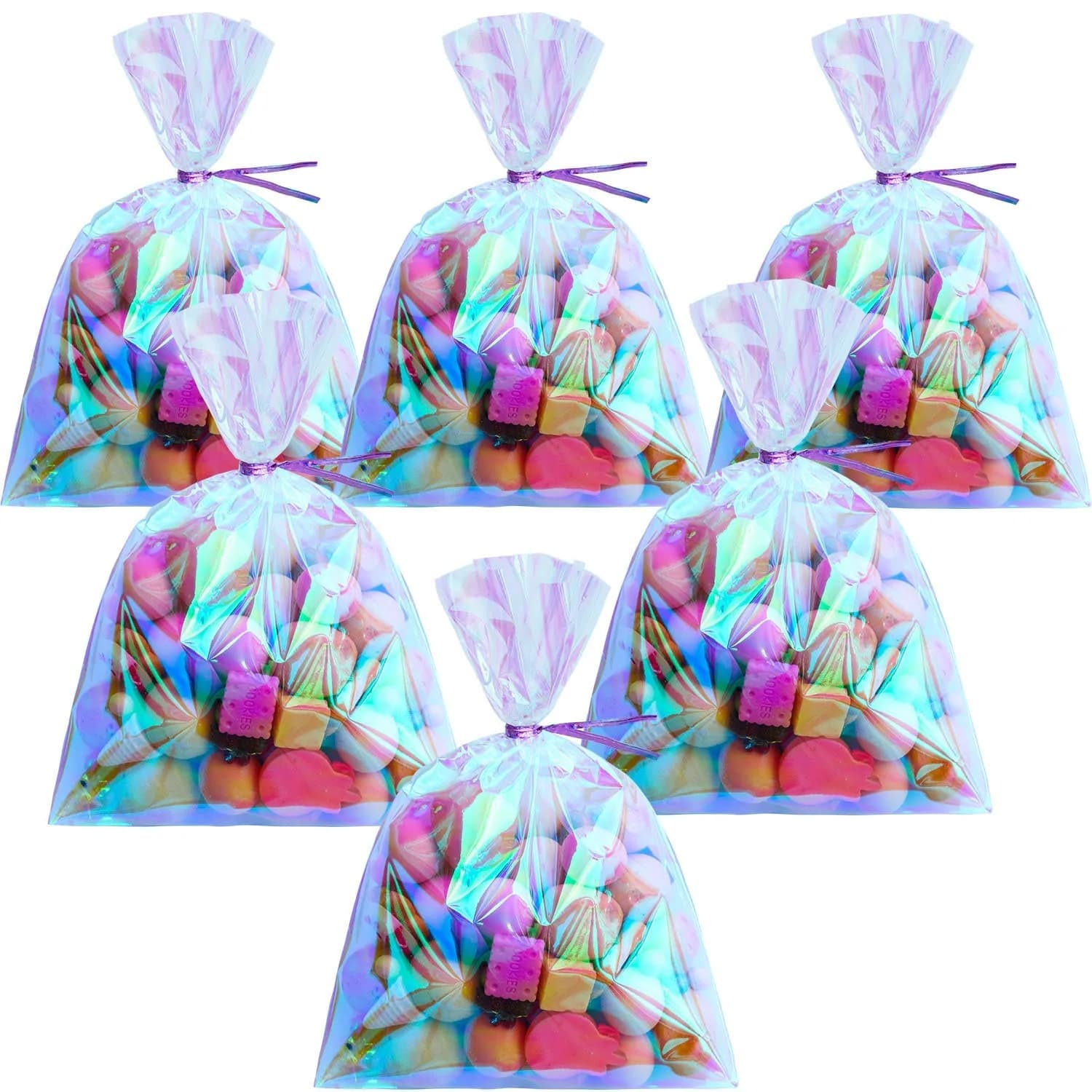 Shappy Iridescent Cellophane Bags 5 x 7 Inch | Holographic Gift Wrap for Parties - main product image